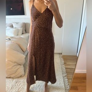 Brown and white polka dot slip dress, perfect condition